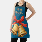 Golden Christmas Bells Blue Holiday Apron エプロン (インサイチュ)
