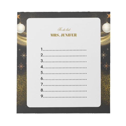 Golden Christmas Holiday To-Do List Notepad ノートパッド (正面)