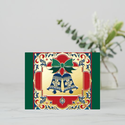 Golden Christmas Night and the Christmas Bell 箔シーズンポストカード (立ち正面)