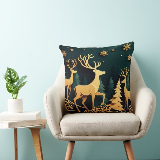 Golden Christmas Stags クッション (椅子)