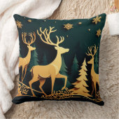 Golden Christmas Stags クッション (ブランケット)