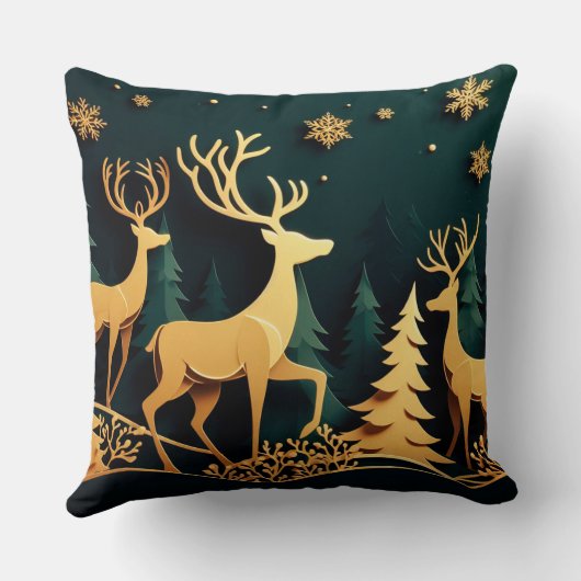 Golden Christmas Stags クッション (裏面)