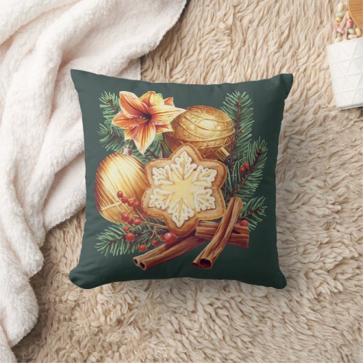 Golden Christmas Star with Cinnamon クッション (ブランケット)