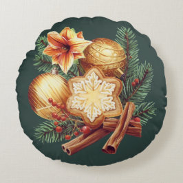 Golden Christmas Star with Cinnamon ラウンドクッション