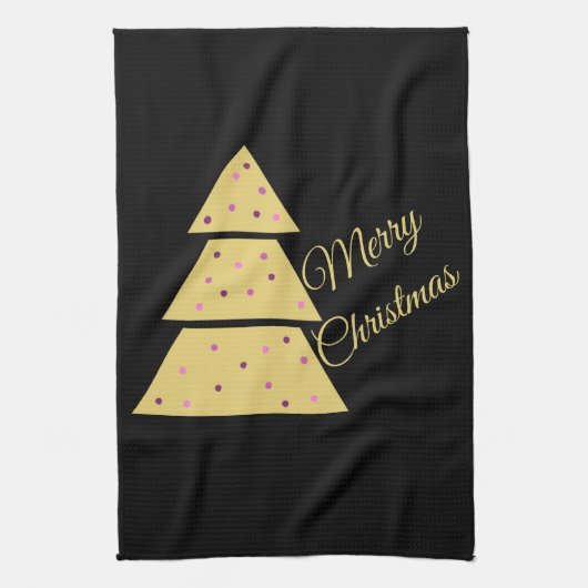 Golden Christmas Tree キッチンタオル (縦)