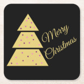 Golden Christmas Tree Paper Coaster スクエアペーパーコースター (正面)