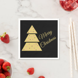 Golden Christmas Tree Paper Napkins スタンダードカクテルナプキン