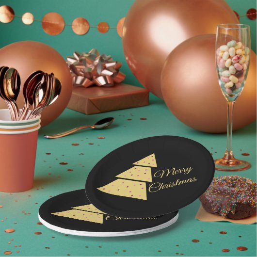 Golden Christmas Tree Paper Plate ペーパープレート (複数)