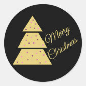 Golden Christmas Tree Sticker ラウンドシール (正面)