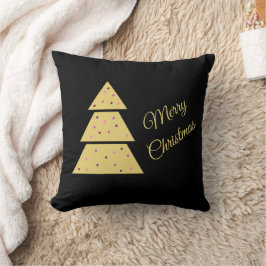 Golden Christmas Tree Throw Pillow クッション
