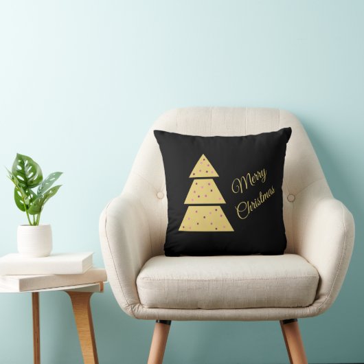 Golden Christmas Tree Throw Pillow クッション (椅子)