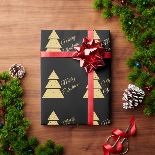 Golden Christmas Tree Wrapping Paper ラッピングペーパー (クリスマスギフト)