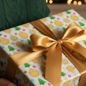 Golden Christmas Trees & Ornaments Hand-drawn ラッピングペーパー