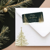 Golden Christmas Trees Return Address Label ラベル