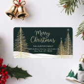 Golden Christmas Trees Return Address Label ラベル