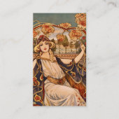 Golden Chrysanthemum Muse – Art Nouveau Floral  名刺 (正面)