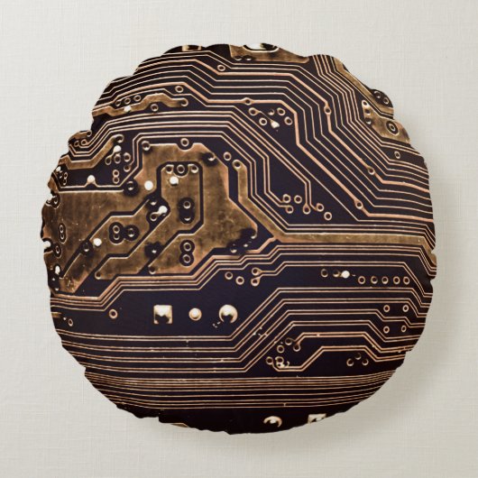 Golden circuit board. Electronic computer hardware ラウンドクッション (正面)