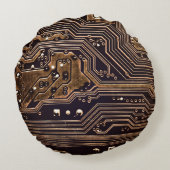 Golden circuit board. Electronic computer hardware ラウンドクッション (裏面)