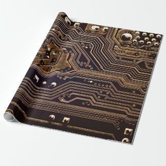 Golden circuit board. Electronic computer hardware ラッピングペーパー