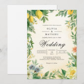 Golden Citrus Blossom Wedding 招待状 (正面/裏面)