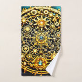 Golden Clockwork Celestial Art バスタオルセット (ハンドタオル)