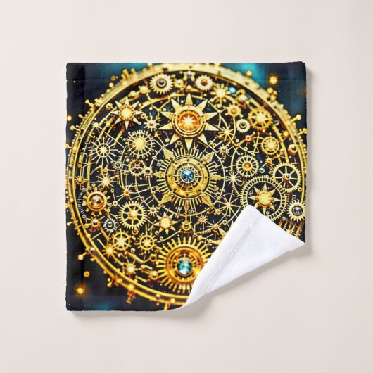 Golden Clockwork Celestial Art バスタオルセット (ウォッシュタオル)
