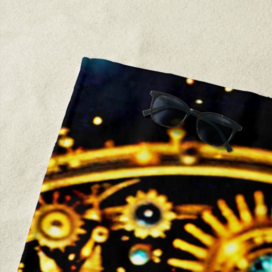 Golden Clockwork Celestial Art ビーチタオル (インサイチュ)
