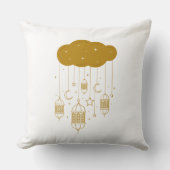 Golden Cloud & Lanterns Ramadan Pillow クッション (正面)