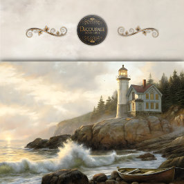 Golden Coast Lighthouse Cottage Decoupage 薄葉紙