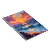 Golden Coast | Ocean Sunset Watercolor Painting ノートブック (右側)