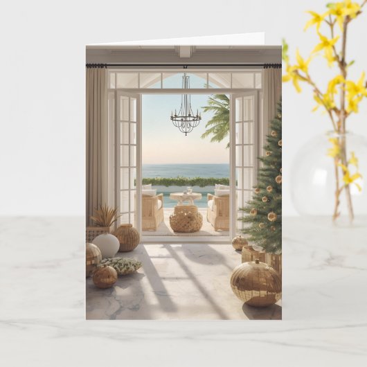 Golden Coastal Christmas カード (黄色い花)