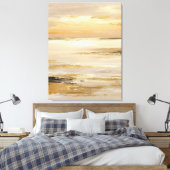 Golden Coastal Sunset Warm Ocean Horizon Neutral キャンバスプリント (インサイチュ (寝室))