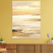 Golden Coastal Sunset Warm Ocean Horizon Neutral キャンバスプリント (インサイチュ (リビング))