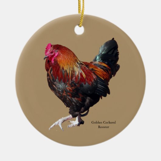 Golden Cockerel Rooster cutout ornament セラミックオーナメント (正面)