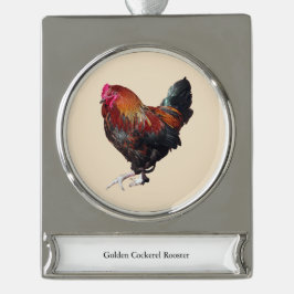 Golden Cockerel Rooster ornament シルバープレートバナーオーナメント