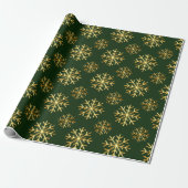 Golden Color 3D Snowflake DarkGreen Christmas Gift ラッピングペーパー (アンロールド)