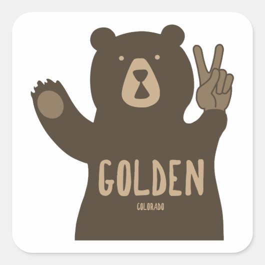 Golden Colorado Peace Bear スクエアシール (正面)