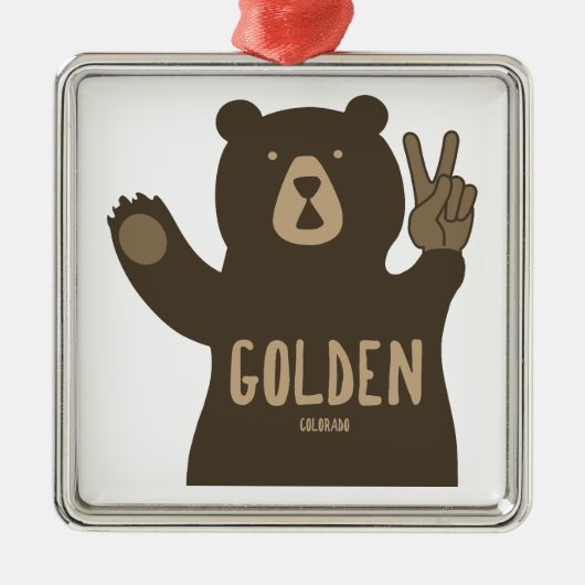 Golden Colorado Peace Bear メタルオーナメント (正面)