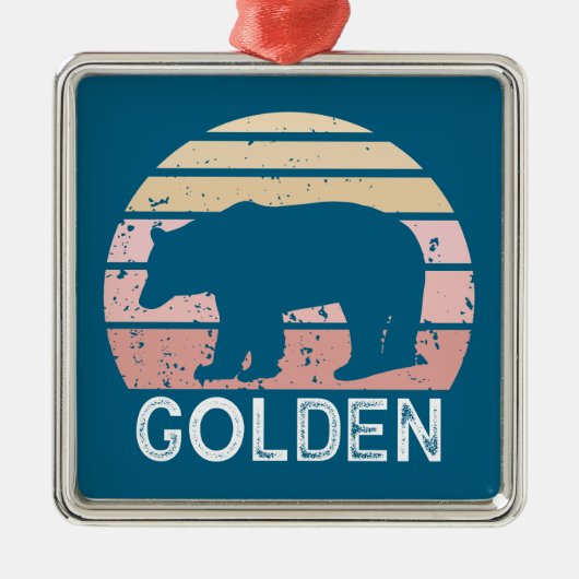 Golden Colorado Retro Bear メタルオーナメント (正面)
