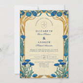 Golden Cornflower Art Nouveau Wedding 招待状 (正面)