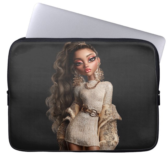 Golden Couture Portrait Laptop Sleeve ラップトップスリーブ (正面)