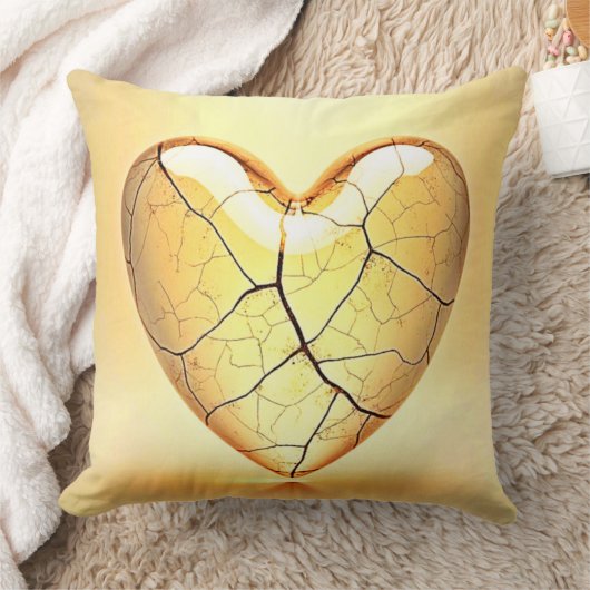 Golden Cracked Heart Art クッション (ブランケット)