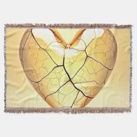 Golden Cracked Heart Art スローブランケット (正面)
