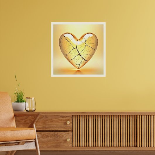 Golden Cracked Heart Art ポスター (リビング2)