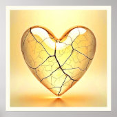 Golden Cracked Heart Art ポスター (正面)