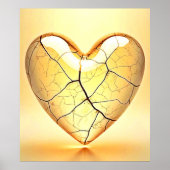 Golden Cracked Heart Art ポスター (正面)