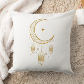 Golden Crescent Lantern Ramadan Pillow クッション (ブランケット)