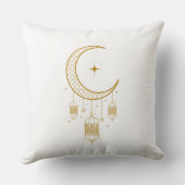 Golden Crescent Lantern Ramadan Pillow クッション (裏面)