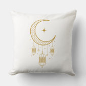 Golden Crescent Lantern Ramadan Pillow クッション (正面)