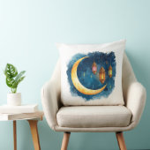 Golden Crescent & Lanterns Ramadan Pillow クッション (椅子)